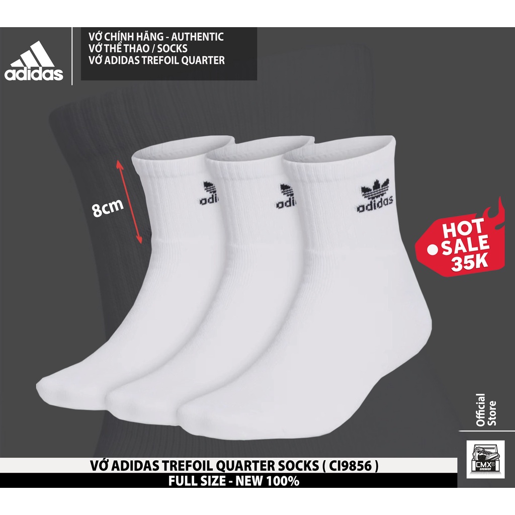 Vớ Adidas Athletic Cushioned Crew White/Trắng/Black/Đen ( B93219 - 101640 ) REAL AUTHENTIC 100%