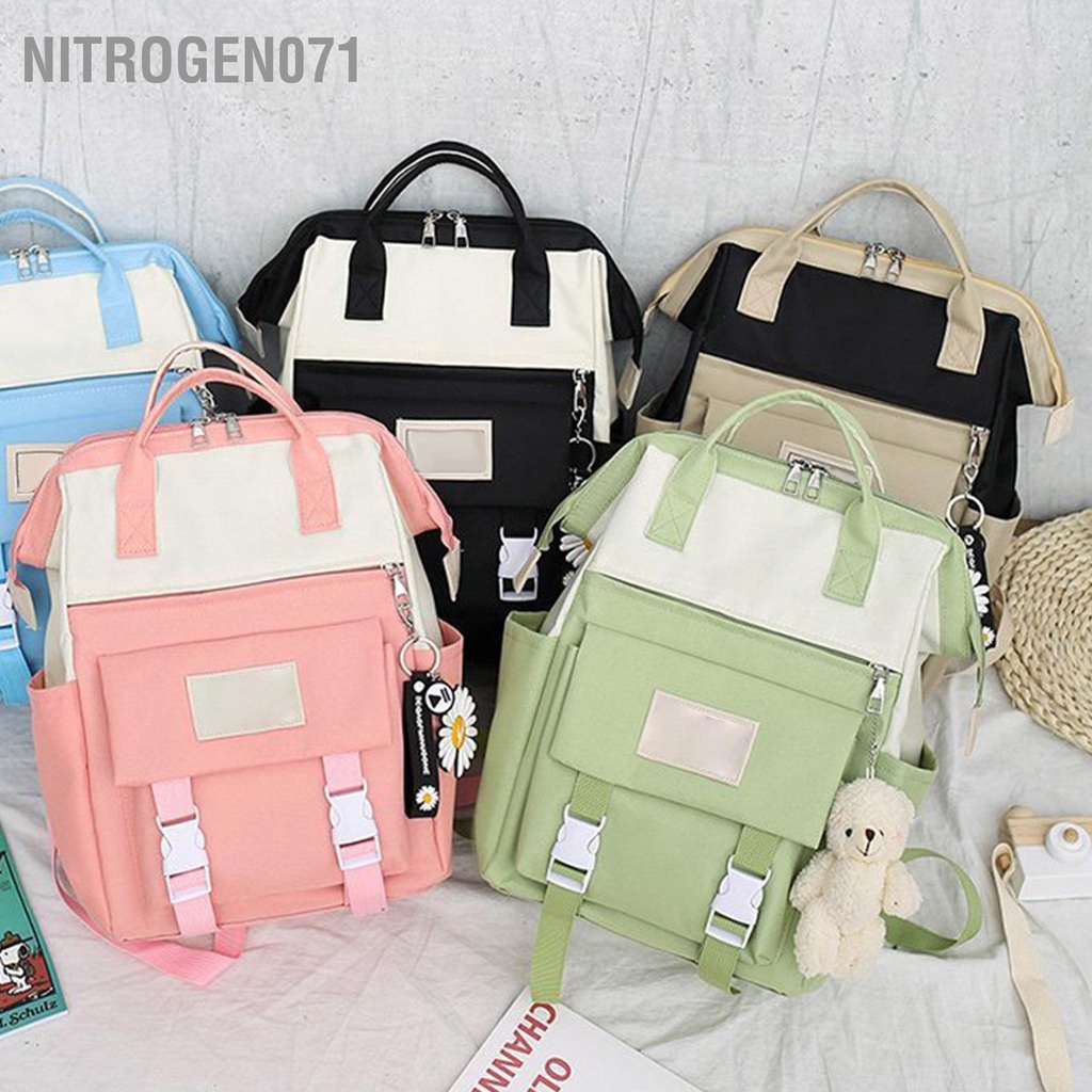 Nitrogen071 Balo Hàn Quốc Nam Nữ Chống Nước, Balo Thời Trang Đi Học Giá Rẻ 4 chiếc Ba lô đi học Dung lượng lớn Nhiều túi dành cho sinh viên Đại Bộ sách với Túi Tote đeo chéo đựng bút chì