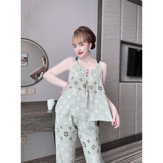 Đồ Bộ Mặc Nhà - Bộ 2 Dây Cổ Yếm Lụa Mango