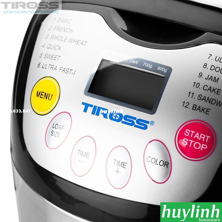 Máy làm bánh mì Tiross TS821 - 2 lít - 12 chức năng