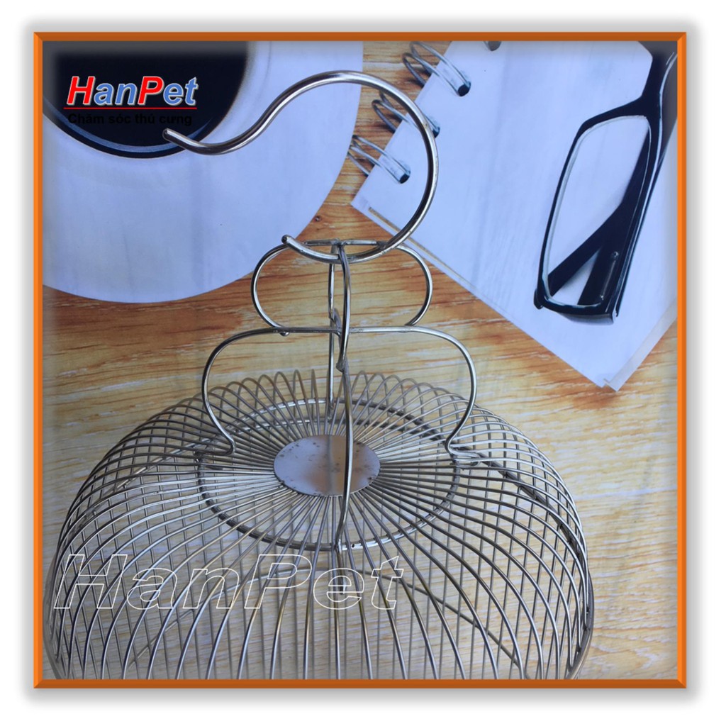 HN-Lồng chim Inox chống gỉ sét, loại bé dành cho chim khuyên - tặng áo lồng và máng ăn, máng uống - hanpet 60