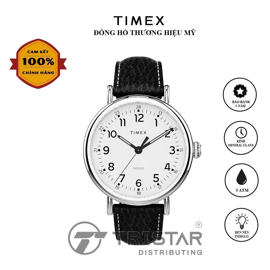 Mặc gì đẹp: [Chuẩn Auth] Đồng hồ Nam Timex Standard Leather Strap TW2T90900 - Đen Dây Da - Chính Hãng