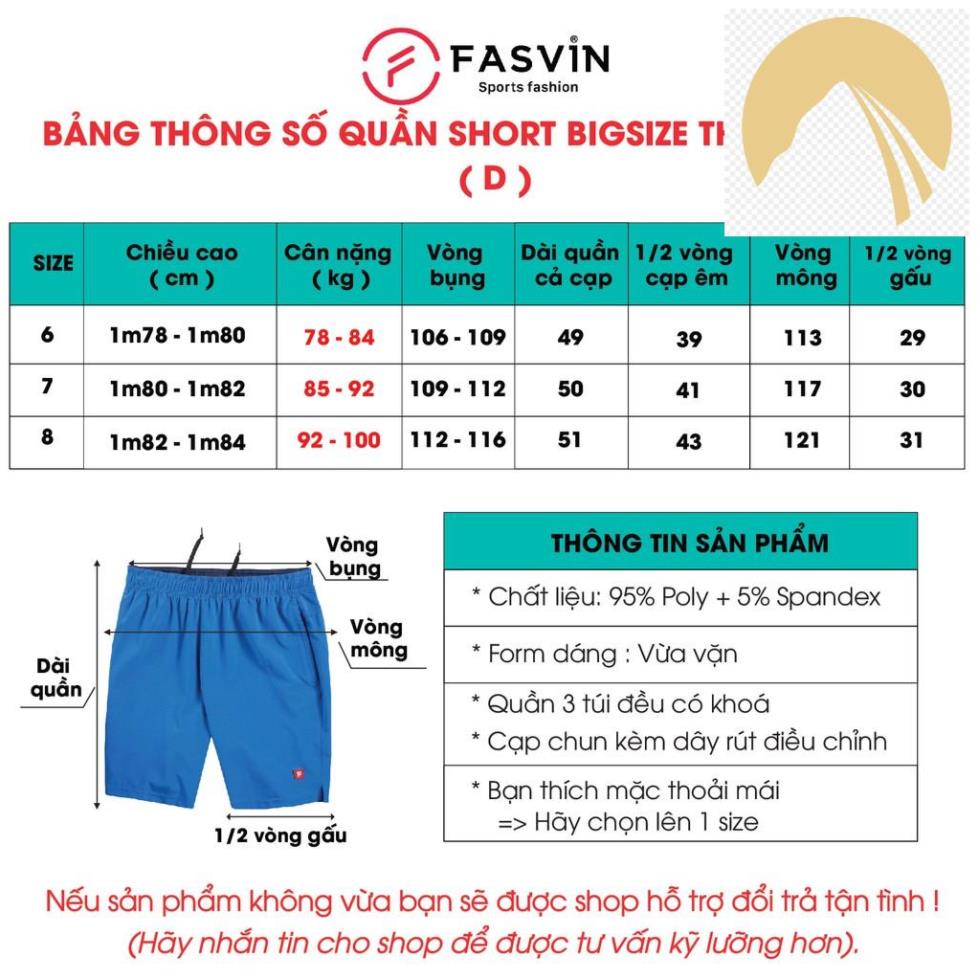 ✍️ Quần short Big Size thể thao nam Fasvin D20209.SG thiết kế mạnh mẽ khoẻ khoắn chất vải cao cấp ✍️