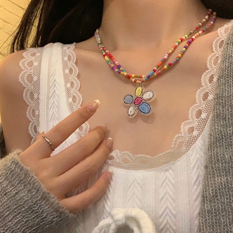 Vòng cổ Chuỗi Hạt Nhiều Màu Phong Cách Harajuku Ngọt Ngào