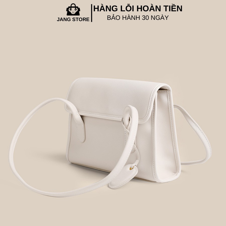 Túi xách nữ đẹp Jang Store Trơn 2 màu trắng đen Chất liệu da PU Dáng vuông kiểu mới