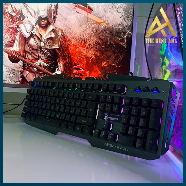 Bàn Phím Máy Tính Gaming Led RGB ASSASSINS AK8000 Bàn Phím Có Dây Gỉa Cơ Chơi Game Thiết Kế Độc Đáo