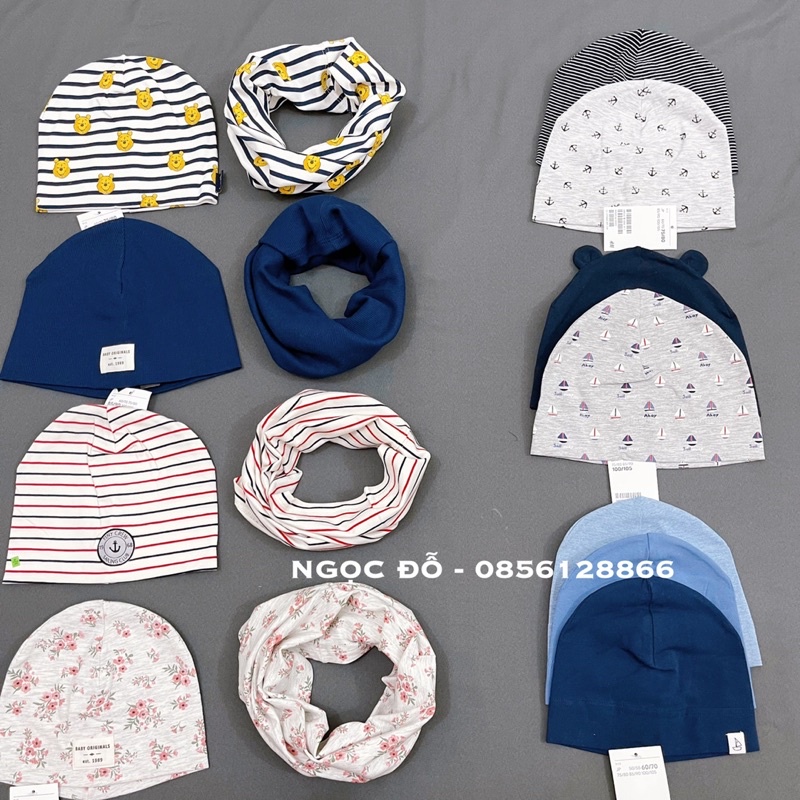 Set khăn mũ cotton kẻ H&M Auth cho bé