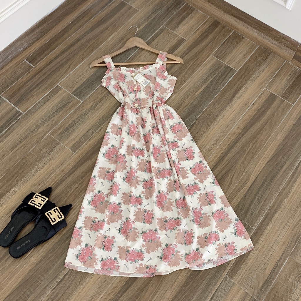 Váy Hoa Maxi 2 Dây Dáng Dài Hoa Hồng Cực XInh