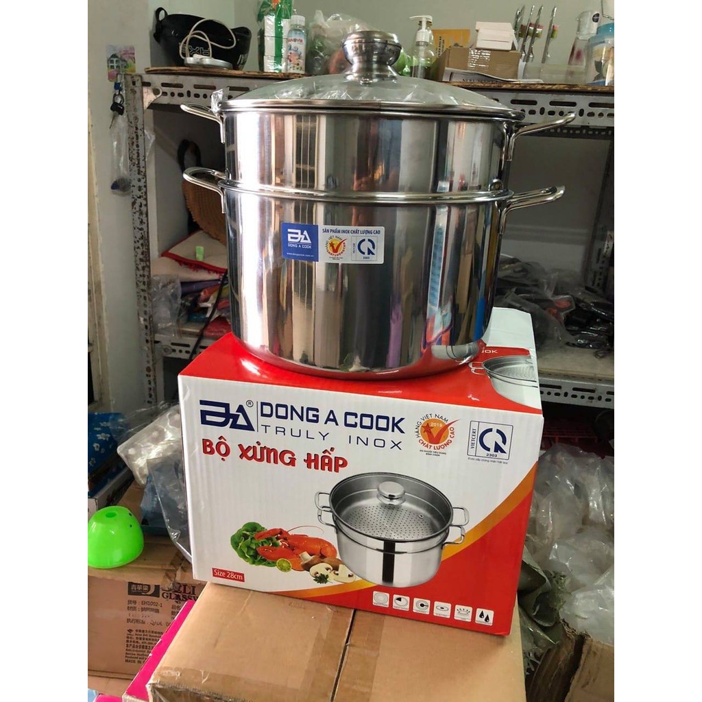 BỘ NỒI XỬNG HẤP INOX CAO CẤP ĐÁY TỪ ĐÔNG Á COOK- SIZE 20CM, 28CM