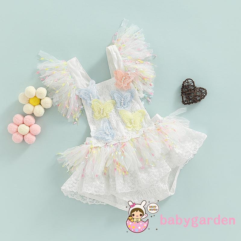 Bộ Áo Liền Quần Không Tay Phối Ren Nhiều Màu Dành Cho Bé Gái 0-24 Tháng Tuổi