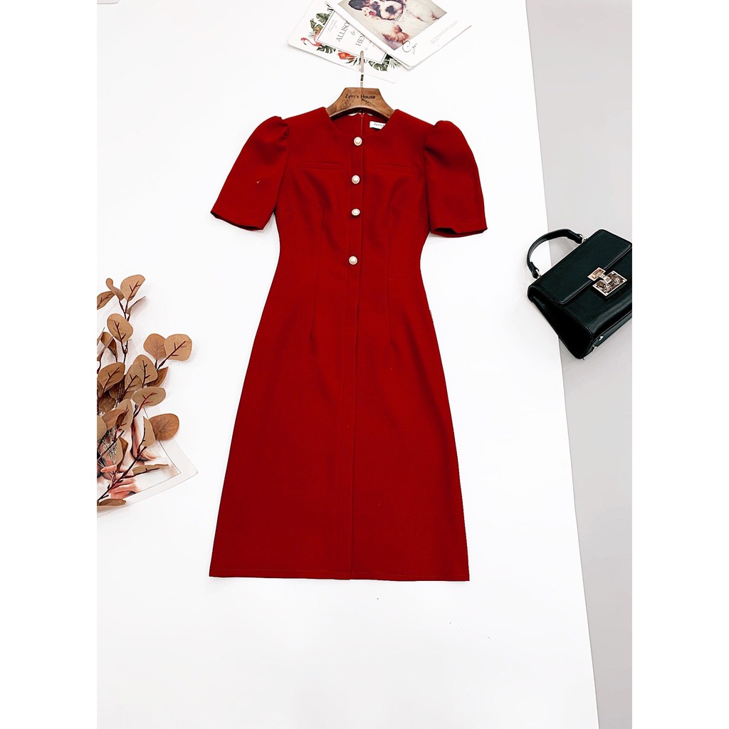 [Mã FAGREEN1505 giảm tới 30K đơn 99K] Váy cổ tròn tú giả phối nẹp cúc giả Zym’s House - LT128