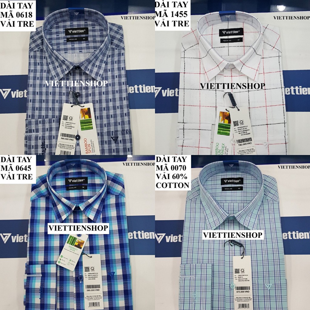 (CRL 1) ÁO SƠ MI VIỆT TIẾN DÀI TAY CA RÔ NHIỀU MẪU