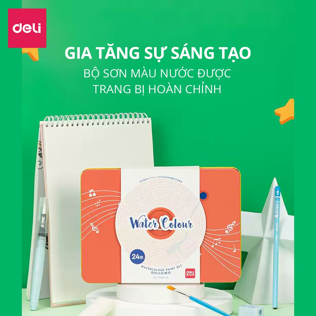 [CÓ QUÀ TẶNG] Màu nước dạng nén Deli phiên bản mới Water color bao gồm 8 dụng cụ chuyên nghiệp - Vương Nguyên TFBoys