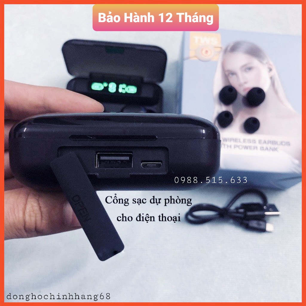 Tai nghe Bluetooth 5.0 Amoi F9 Pro Cao Cấp Cảm Biến Vân Tay Kiêm Sạc Dự Phòng, Pin Cực Trâu, Nghe Cực Hay