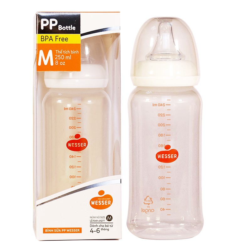 Bình sữa Wesser PP 250ml (Mẫu mới).