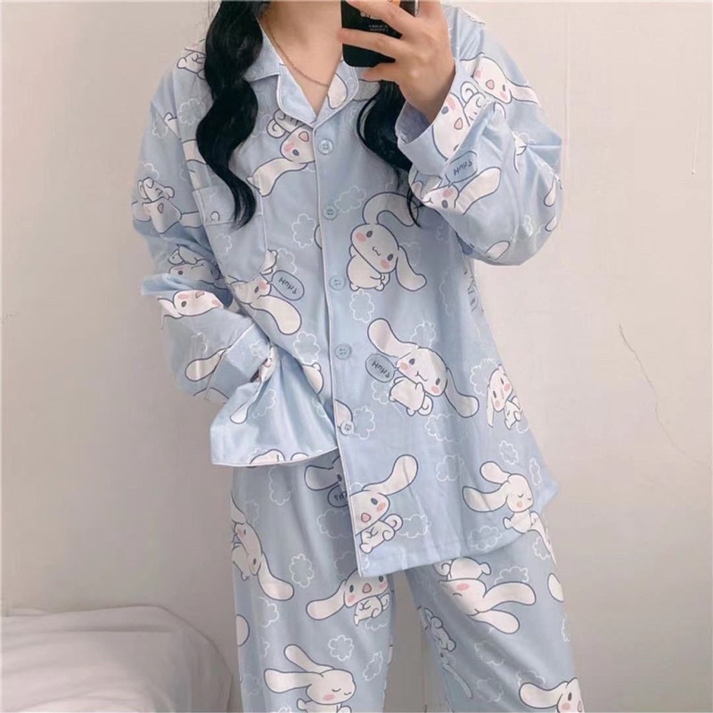 Đồ bộ Pijama, Bộ ngủ mặc nhà sau sinh mặc thoải mái, chất liệu kate thái mềm mịn thoáng mát - CD0100
