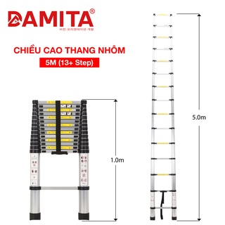 Thang nhôm rút đơn cao cấp 5m PRO DAMITA Hàn Quốc. Kiểm tra hàng trước khi nhận sản phẩm. Bảo hành 24 tháng tại hãng