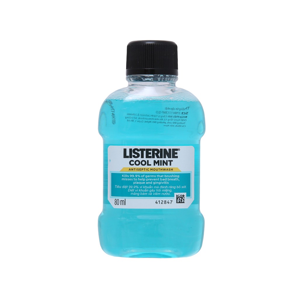 Nước súc miệng không cay listerine Zero giúp răng trắng sáng và hơi thở thơm mát 80ml