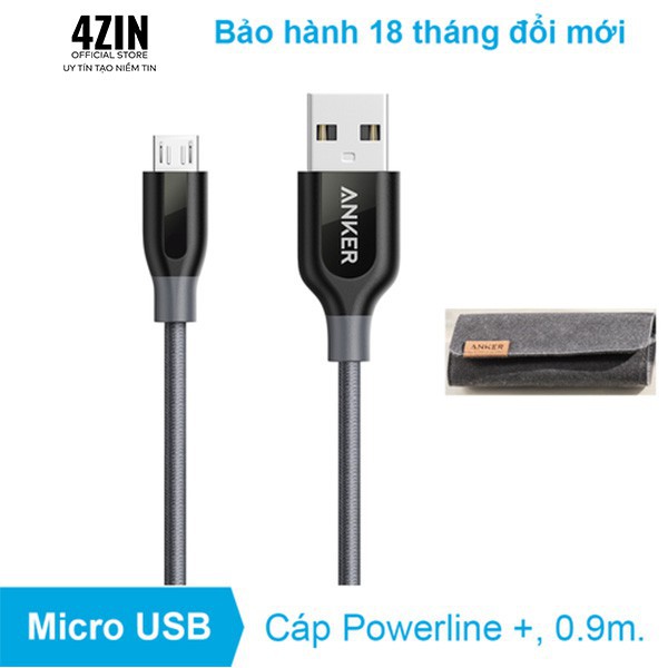 Cáp sạc Anker Micro USB sạc siêu nhanh, dây sạc Anker chính hãng – 4Zin