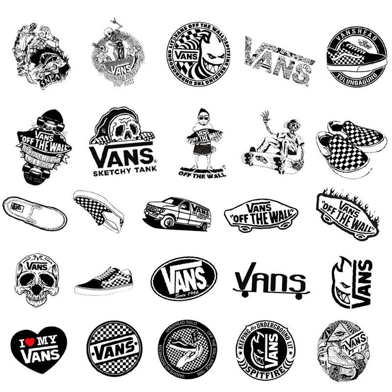 Set 50 Miếng Dán Trang Trí Họa Tiết Graffiti Màu Trắng Và Trắng