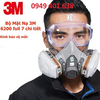 Mặt nạ phòng độc, mặt nạ chống độc 3m6200 kèm kính tặng 2 bông lọc