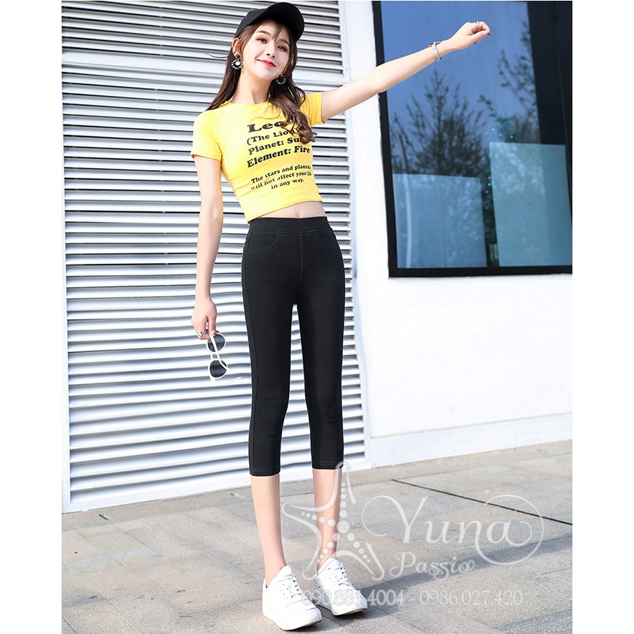 Quần Legging Uni Lửng Tôn Dáng Cao Cấp - Quần legging 2 túi sau