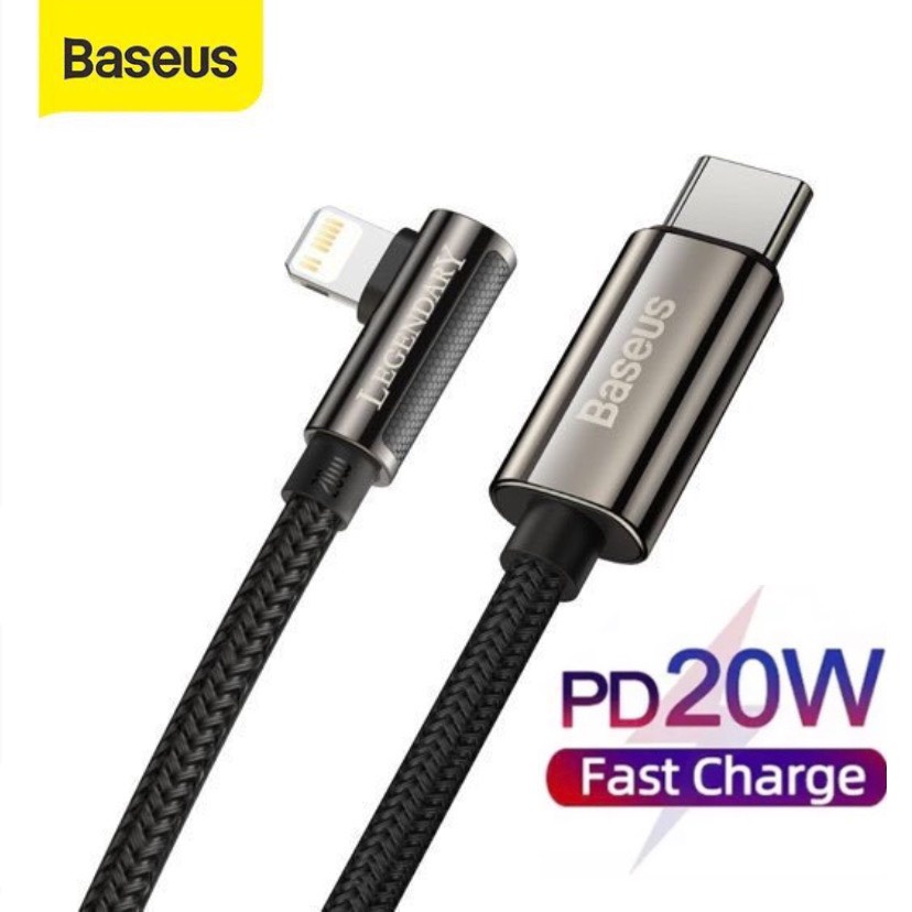 Dây sạc nhanh ip 20w Baseus đầu chữ L có đèn led tiện dùng khi chơi game và xem phim