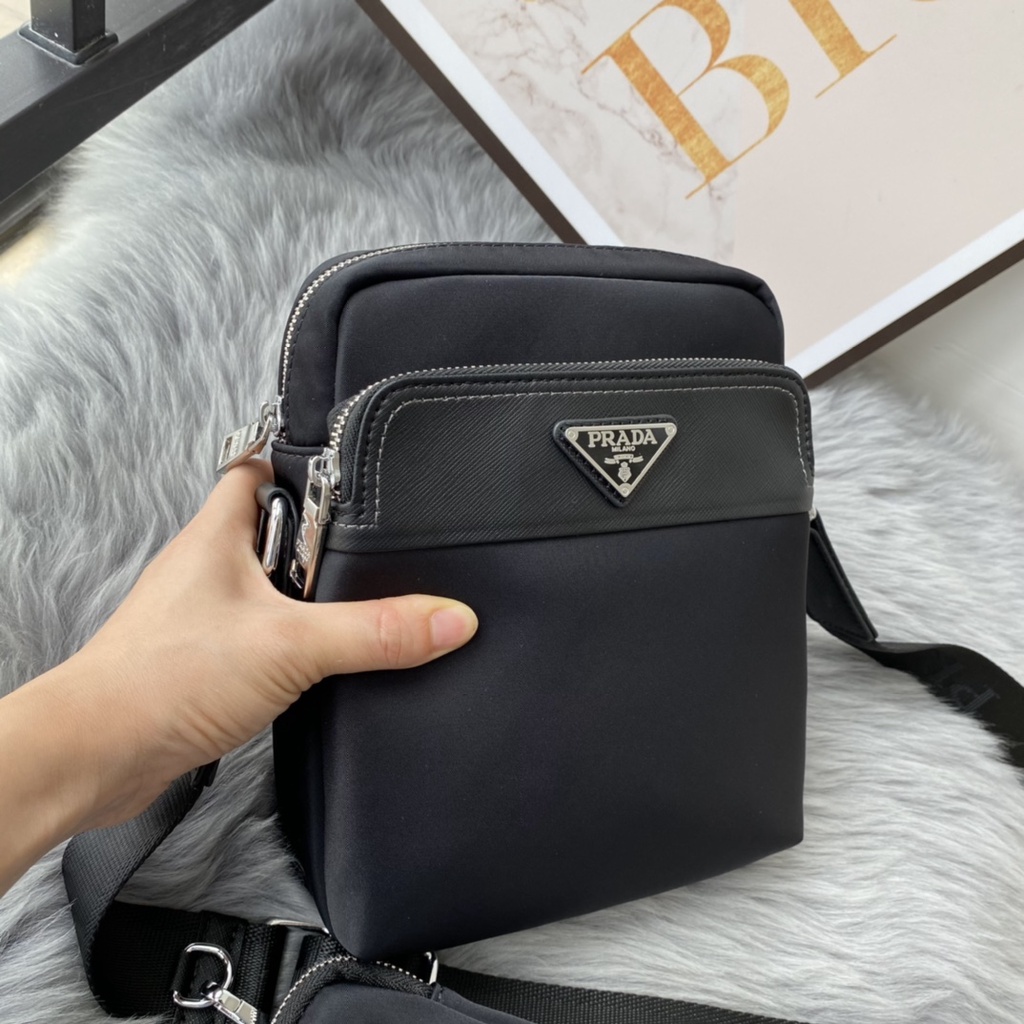 Túi đeo chéo nam da thật thời trang cao cấp Prada phong cách trẻ trung, thời thượng