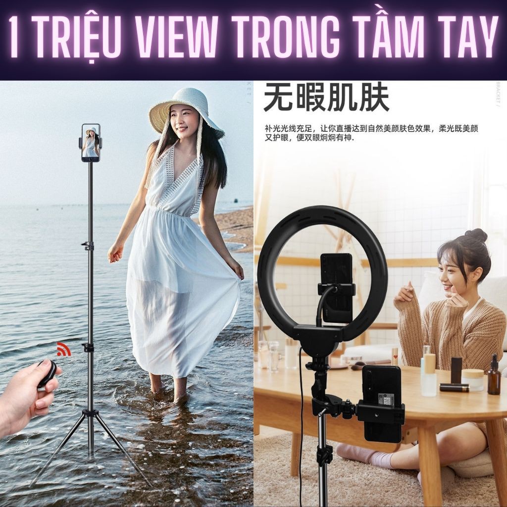 Đèn livestream 26cm 2 kẹp 3 màu rực rỡ hình ảnh sắc nét nổi bật góc bán hàng - Live Stream Official