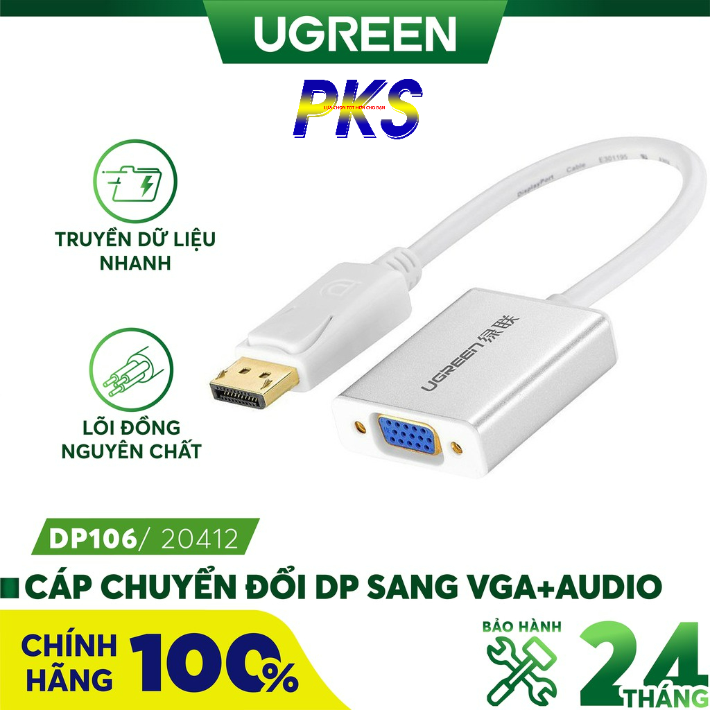 Cáp chuyển Displayport to VGA Ugreen 20412 - Ugreen 20412 - 20412