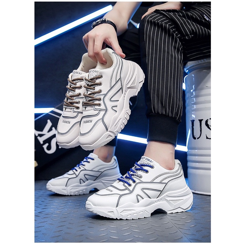 Giày Nam Thể Thao Sneaker Đế Độn 6cm OMALLL  Dây 2 Màu