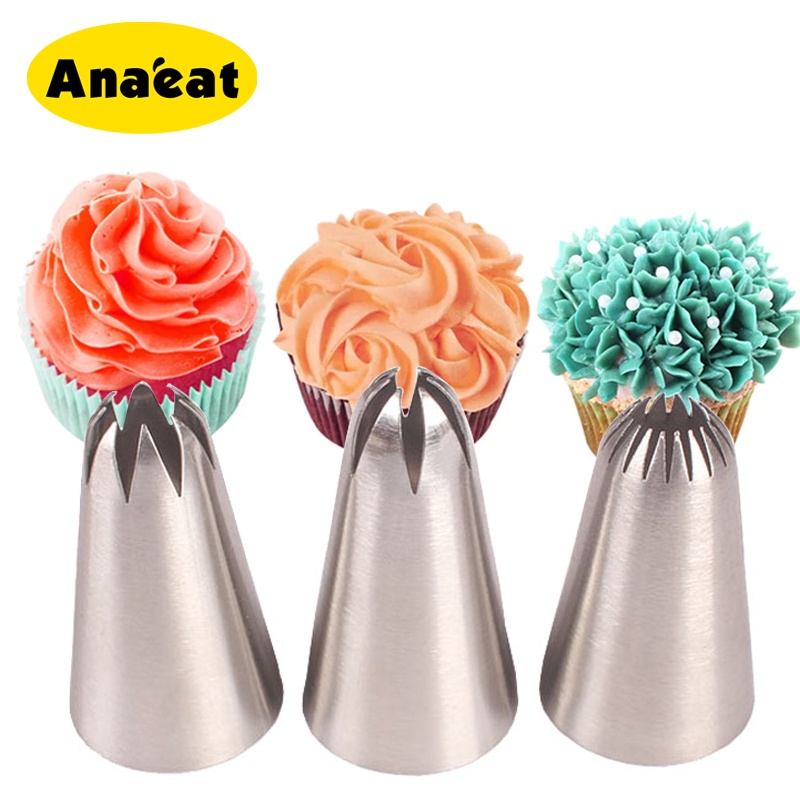 Set 3 đui bắt bông kem trang trí bánh bằng thép không gỉ