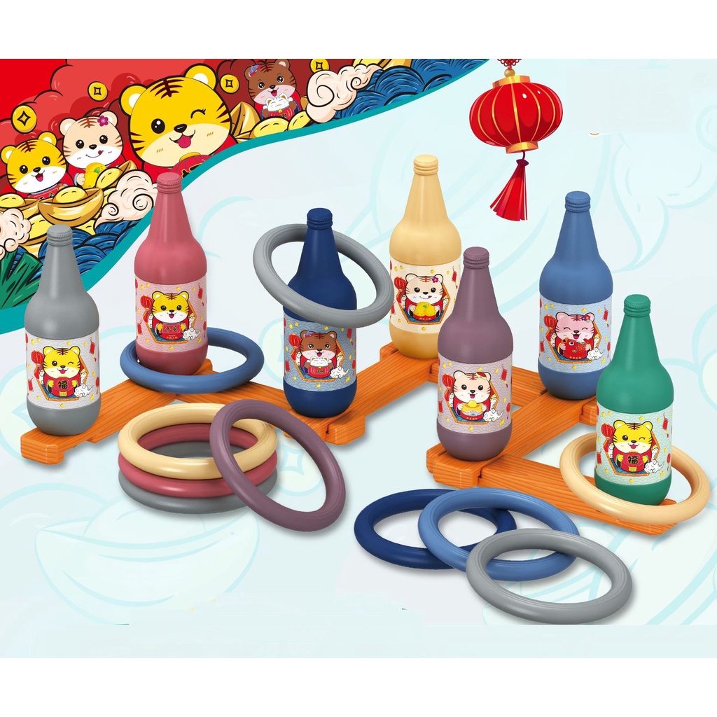 Bộ đồ chơi ném vòng vào cổ chai tính điểm trò chơi dân gian