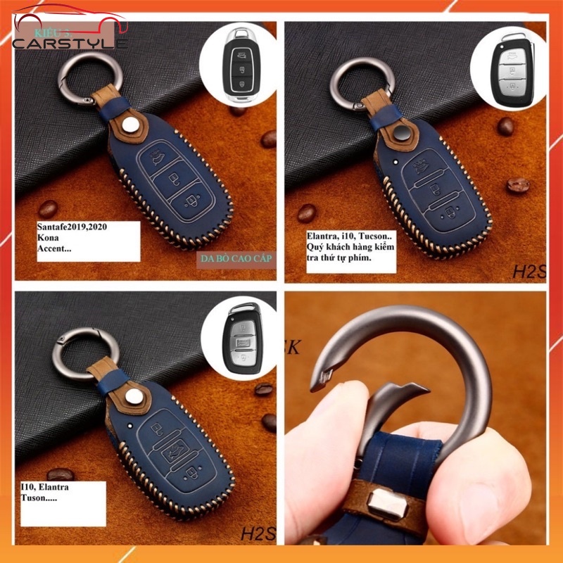Bao da khóa Hyundai Santafe 2019, Accent,Kona, Santafe 2020 ....ốp chìa khóa carbon cho xe ô tô Mitshubitshi,KIA