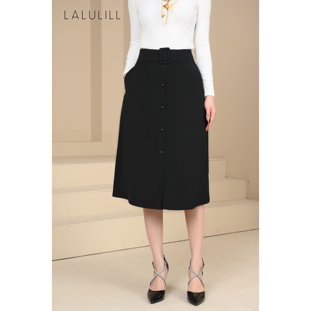 LALULILL - Chân váy 2 lớp dáng A khuy bọc trang trí phía trước