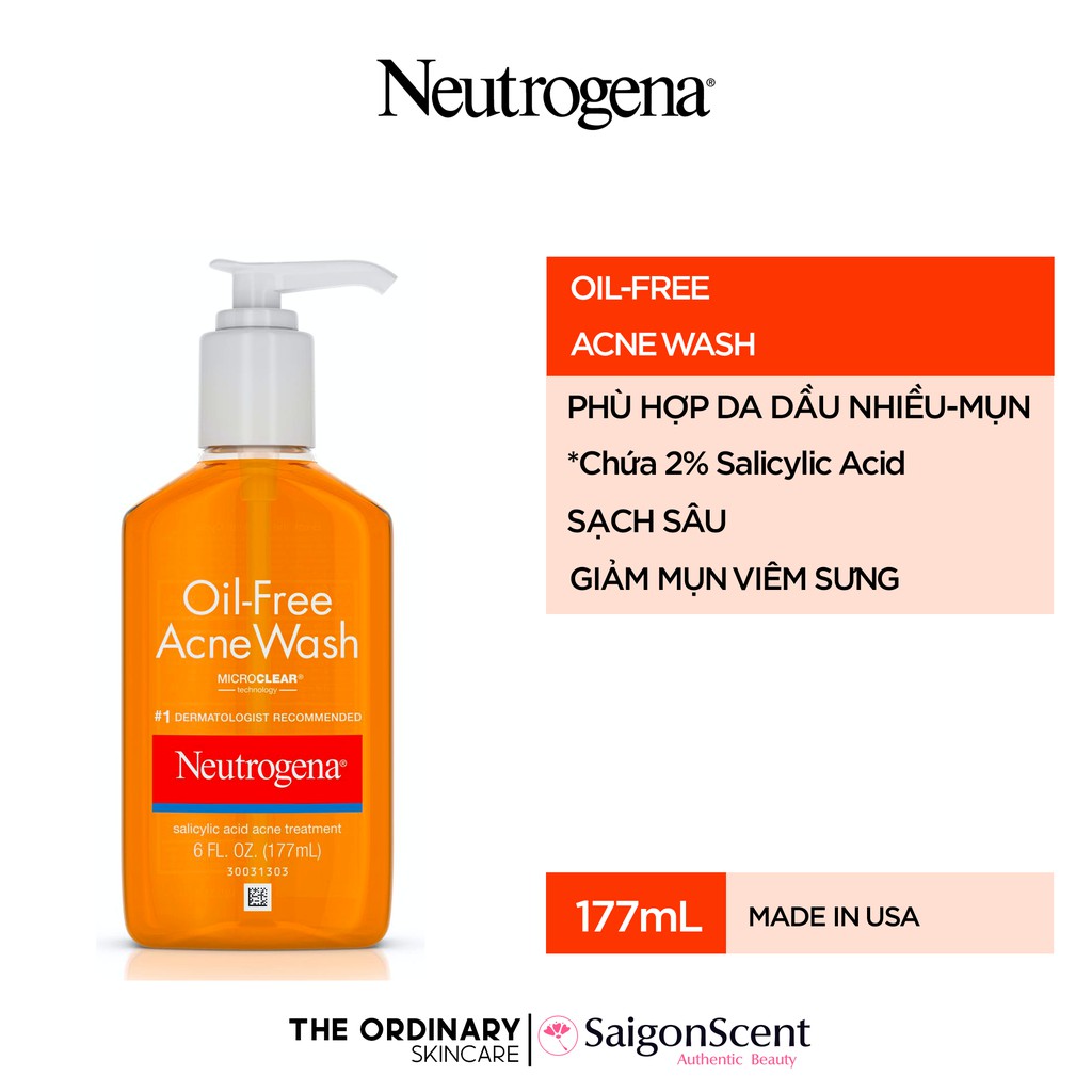 Sữa rửa mặt da mụn Neutrogena Oil-Free Acne Wash ( 177mL )