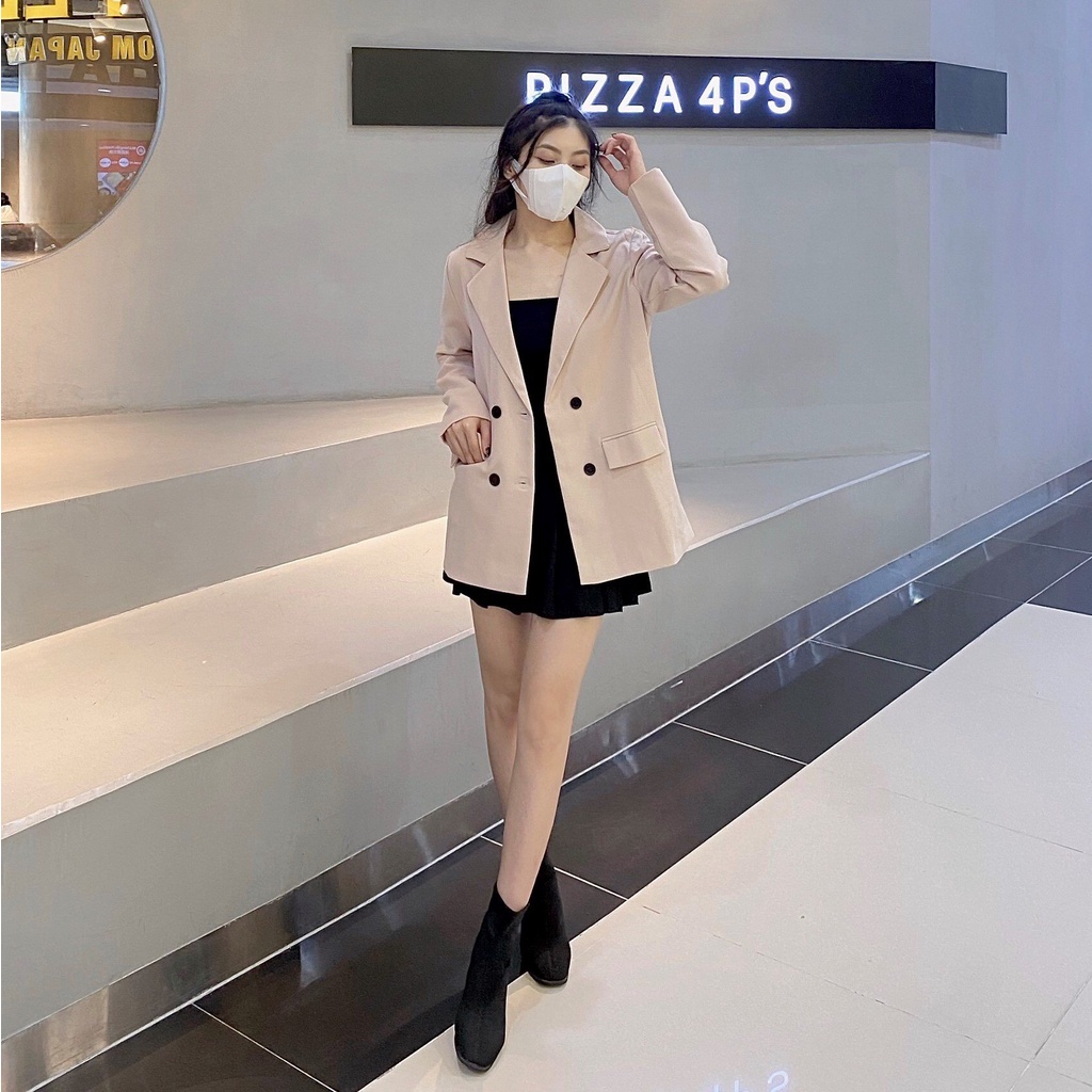 Áo blazer nữ tay dài 2 lớp áo vest khoác ngoài kiểu phong cách hàn quốc bigsize Hagi AB01