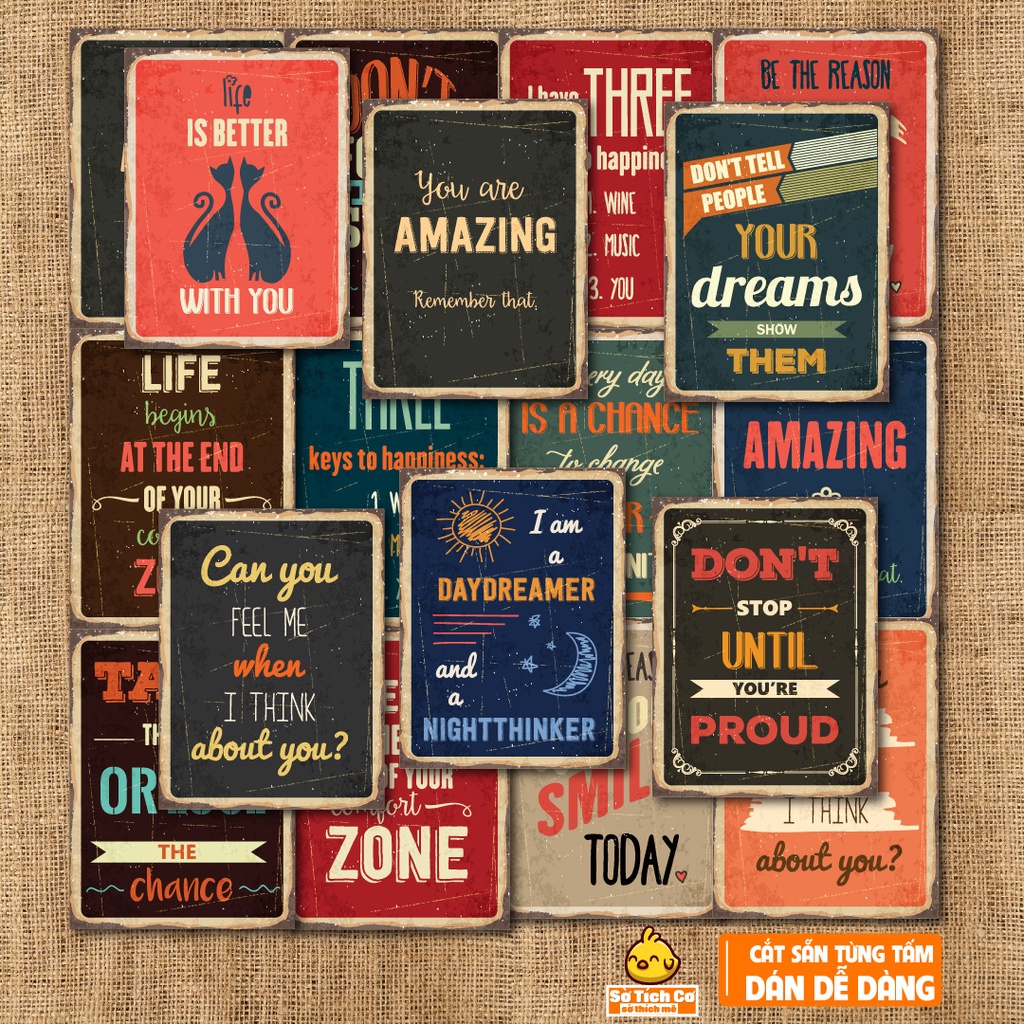 Poster dán tường decal khổ A4 A5 trang trí phòng, cửa hàng, salon,… chủ đề Động lực Vintage MSP: PT16