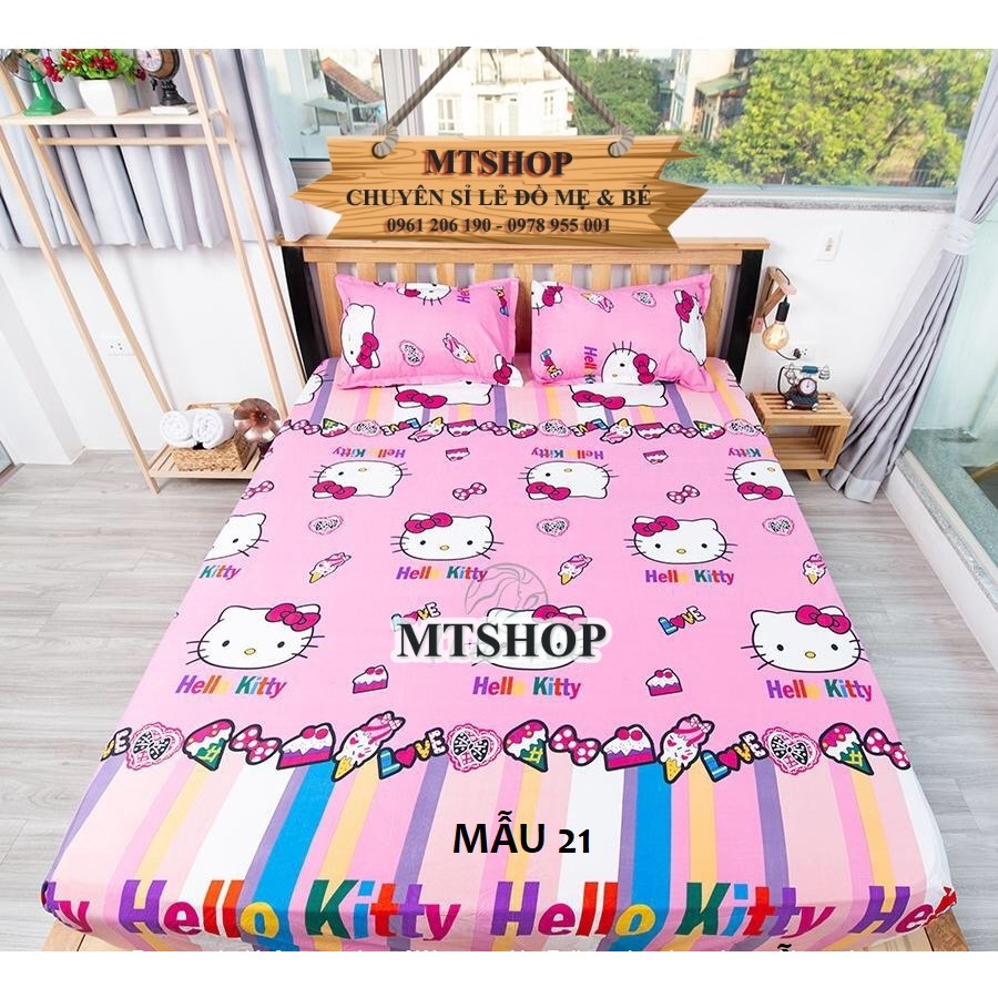 Ga chống thấm Cotton Hàng Cao Cấp - Mẫu Mèo Kitty 21 - Không nóng bí + không sột soạt [BH 06 tháng] [Drap chống thấm]