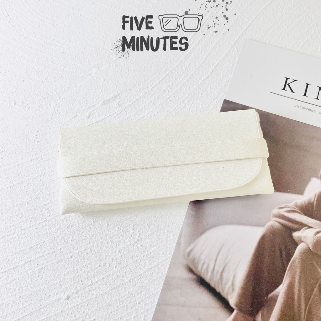 Hộp đựng kính thời trang, ví da đựng kính , chống va đập Fiveminutes tặng kèm khăn lau Hot 2021