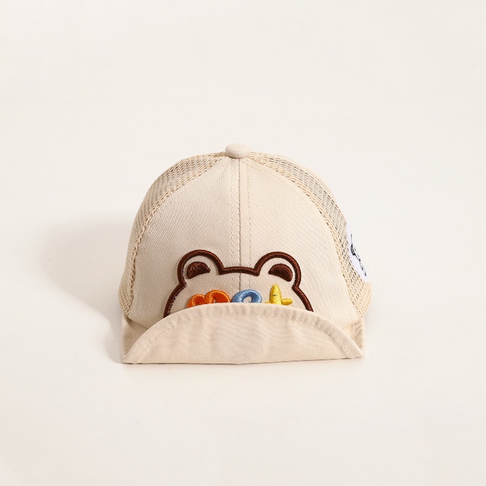 Mũ Lưỡi Trai Vành Mềm Phối Lưới Thoáng Khí Thêu Chữ Và Gấu 3D Dễ Thương Cho Bé