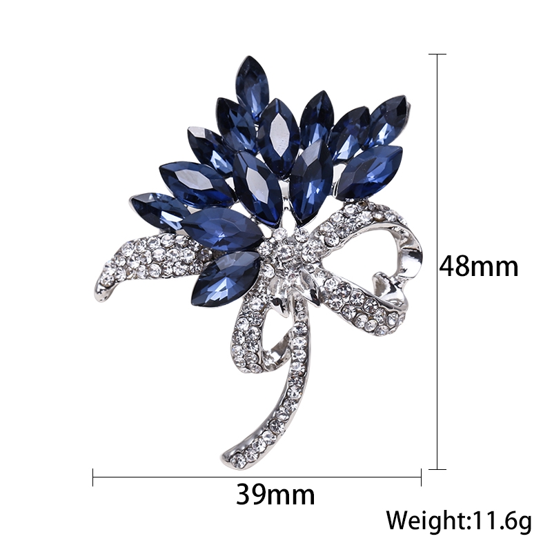 Ghim Cài Áo Hình Hoa Đính Đá Pha Lê Xanh Dương Thời Trang Cho Nữ