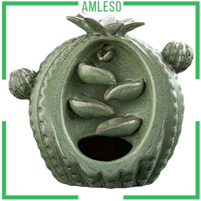 [AMLESO] Creative Cactus Incense Burner Ceramic Censer Incense Holder Home Decor