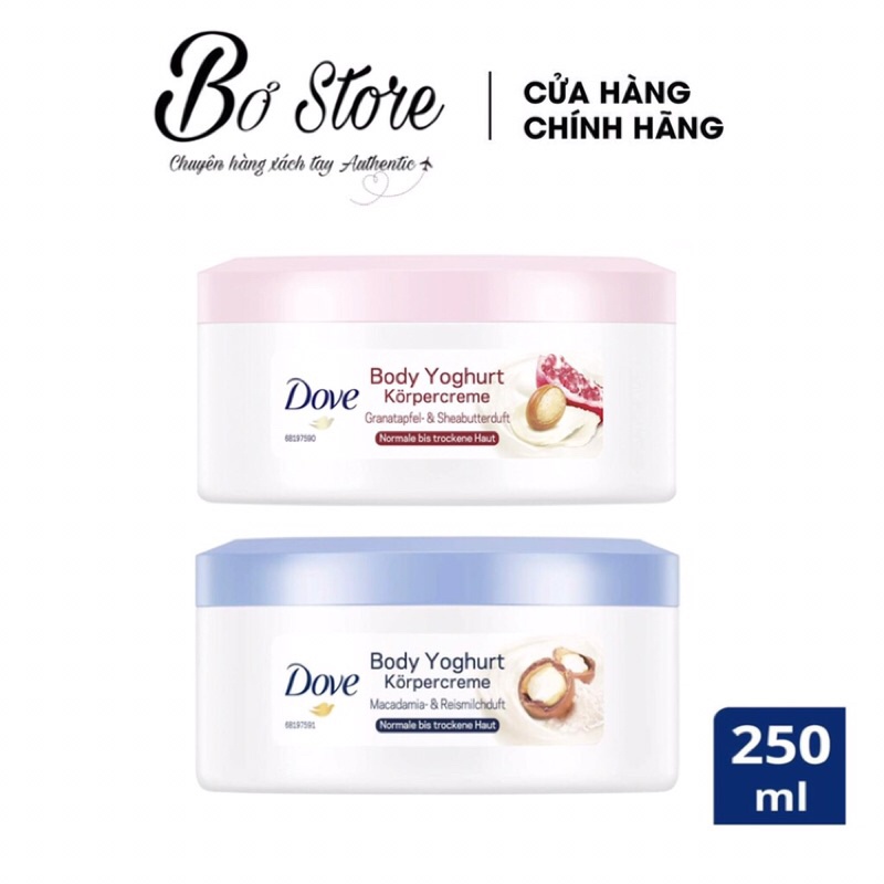 [NÔI ĐỊA ĐỨC] Dưỡng thể Dove Body Yoghurt hương lựu và bơ hạt mỡ giúp lamd trắng da và cấp ẩm siêu mịn mướt, 250ml