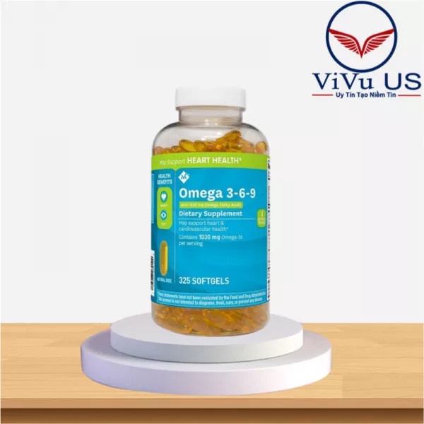 Viên uống dầu cá Omega 3-6-9 Supports Heart Health Member’s Mark1600mg 325 viên của Mỹ