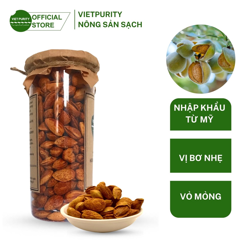 Hạt hạnh nhân rang bơ 500g vietpurity vỏ mỏng - ảnh sản phẩm 4