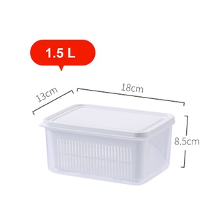 Hộp đựng thực phẩm có nắp đậy cao cấp, khay nhựa để tủ lạnh kèm rổ ráo nước bảo quản thức ăn tiện dụng