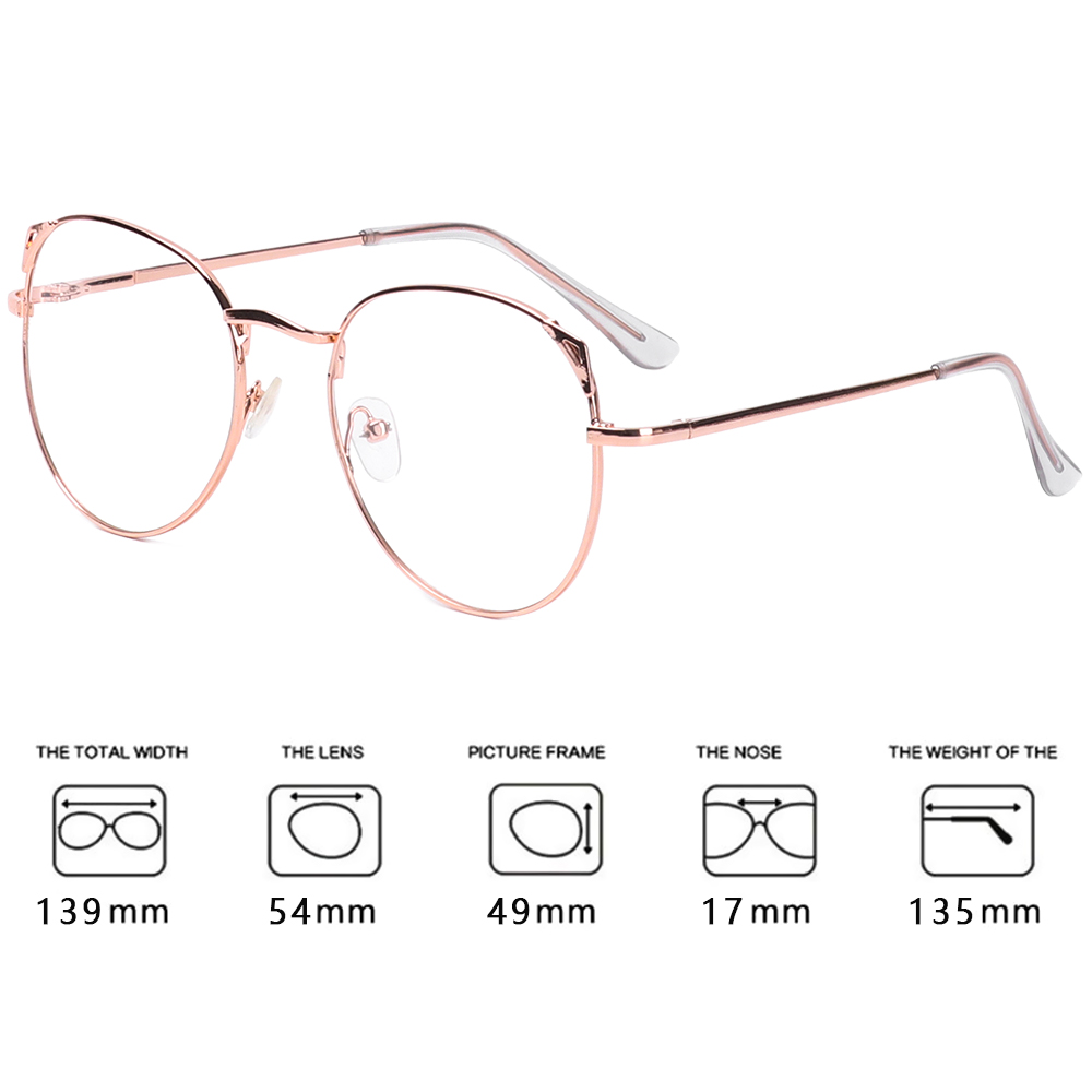 Mắt kính gọng kim loại hình tai mèo dễ thương cho nam và nữ