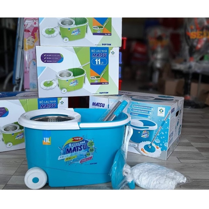 Bộ lau nhà Duy Tân MATSU 11L Có bánh xe và tay kéo