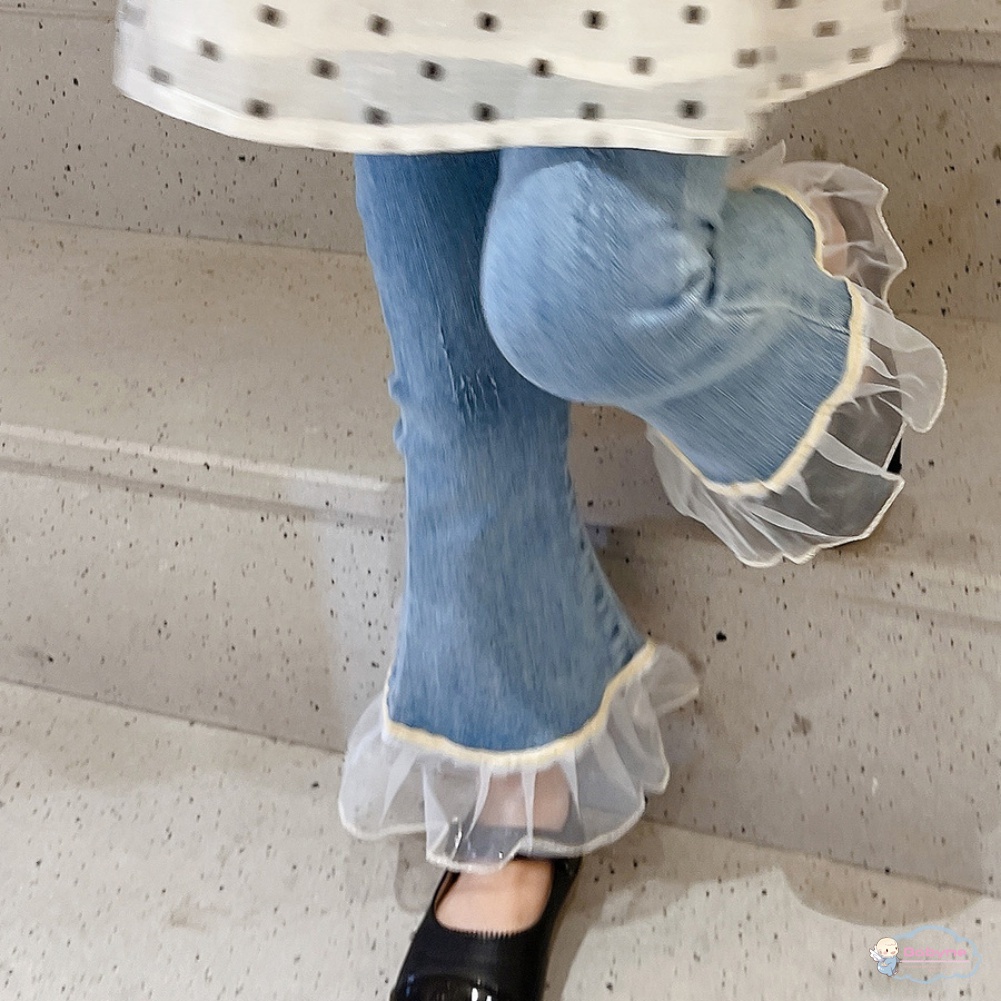 2pcs Set Baby Girls Suits Girl Floral Top + Cowboys Long Pant Wild Polka Dot Tops Long Trouser